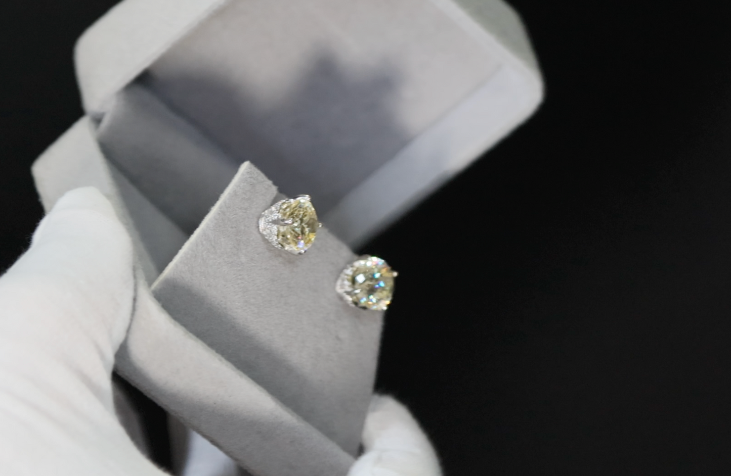 Womens Yellow Diamond Ear Studs | Big Yellow Diamond Earrings