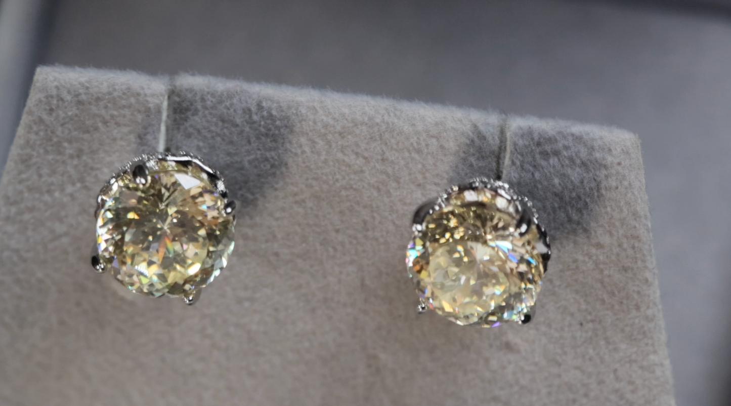 Womens Yellow Diamond Ear Studs | Big Yellow Diamond Earrings