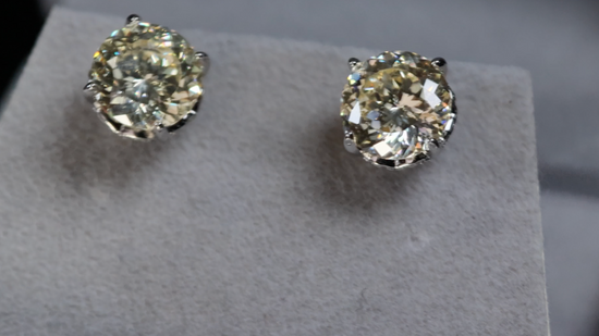 Womens Yellow Diamond Ear Studs | Big Yellow Diamond Earrings