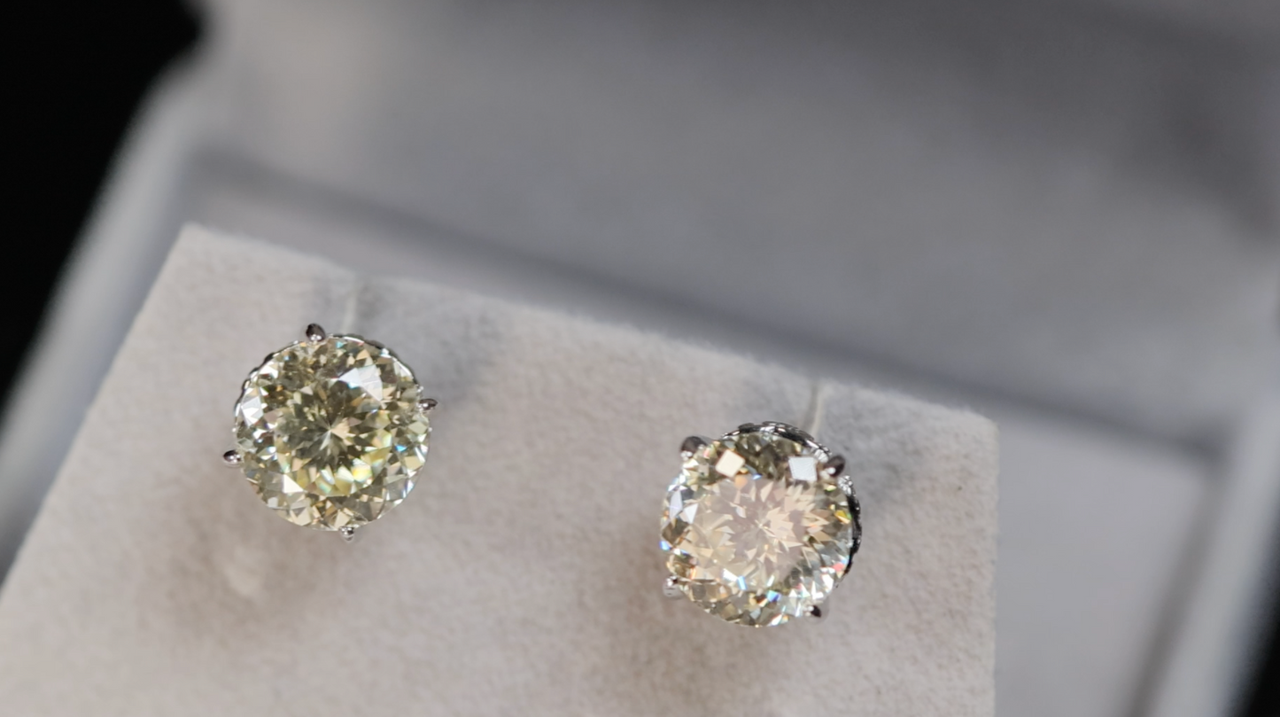 Womens Yellow Diamond Ear Studs | Big Yellow Diamond Earrings