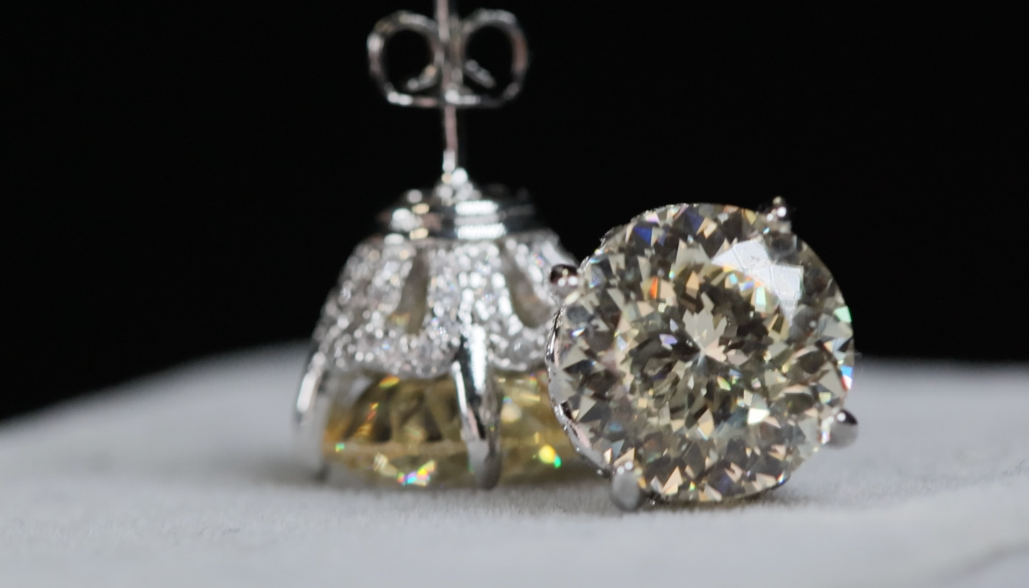 Womens Yellow Diamond Ear Studs | Big Yellow Diamond Earrings