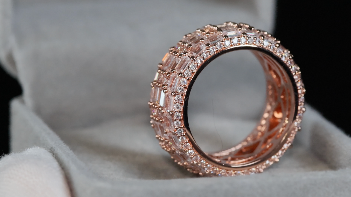 Mens Rose Gold Baguette Diamond Ring | Mens Rose Gold Eternity Ring