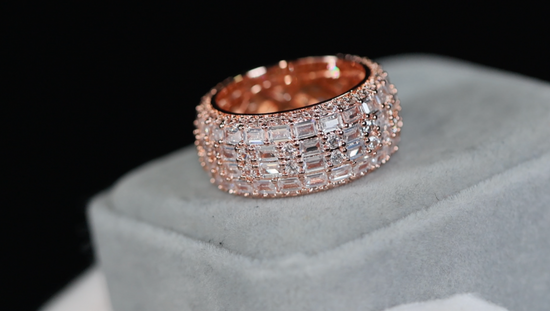 Mens Rose Gold Baguette Diamond Ring | Mens Rose Gold Eternity Ring