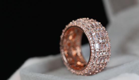 Mens Rose Gold Baguette Diamond Ring | Mens Rose Gold Eternity Ring