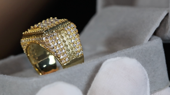 Mens Gold Diamond Ring | Mens Gold Iced Out Ring | Mens Gold Ring