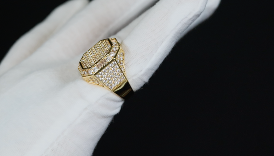 Mens Gold Diamond Ring | Mens Gold Iced Out Ring | Mens  Big Gold Ring