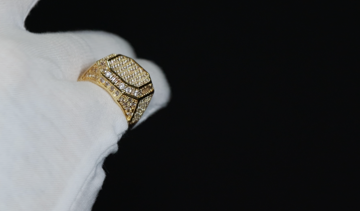 Mens Gold Diamond Ring | Mens Gold Iced Out Ring | Mens  Big Gold Ring