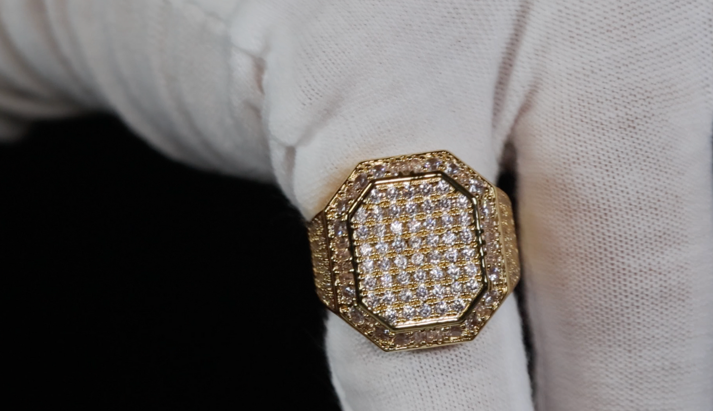 Mens Gold Diamond Ring | Mens Gold Iced Out Ring | Mens  Big Gold Ring