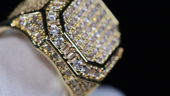 Mens Gold Diamond Ring | Mens Gold Iced Out Ring | Mens  Big Gold Ring