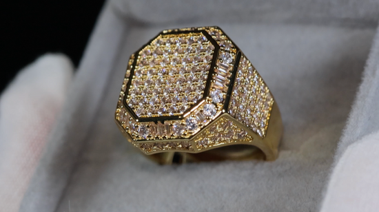 Mens Gold Diamond Ring | Mens Gold Iced Out Ring | Mens  Big Gold Ring