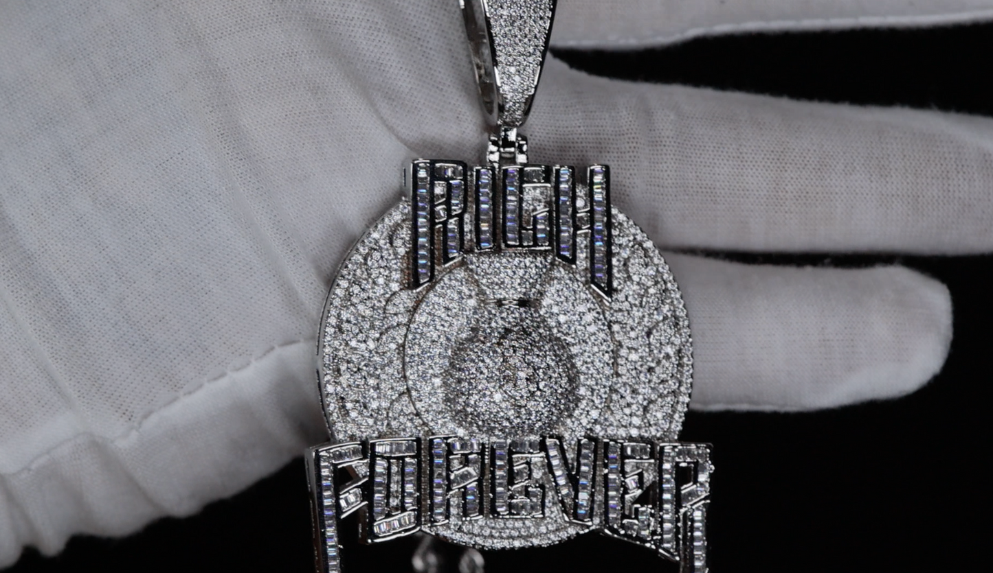 Rich Forever Pendant | Iced Out Diamond Pendant | Diamond Hip Hop Pendant