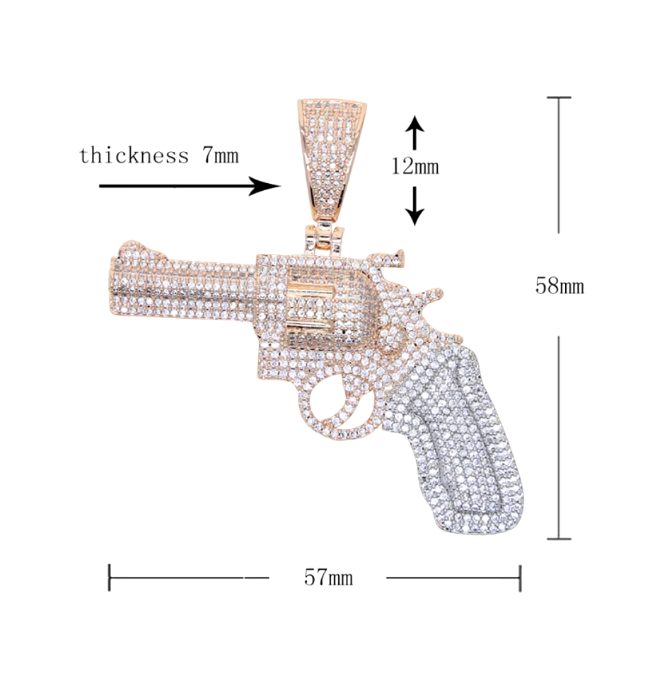 Iced Out Pendant | Diamond Gun Pendant | Pistol Pendant