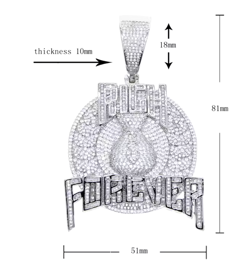 Rich Forever Pendant | Iced Out Diamond Pendant | Diamond Hip Hop Pendant