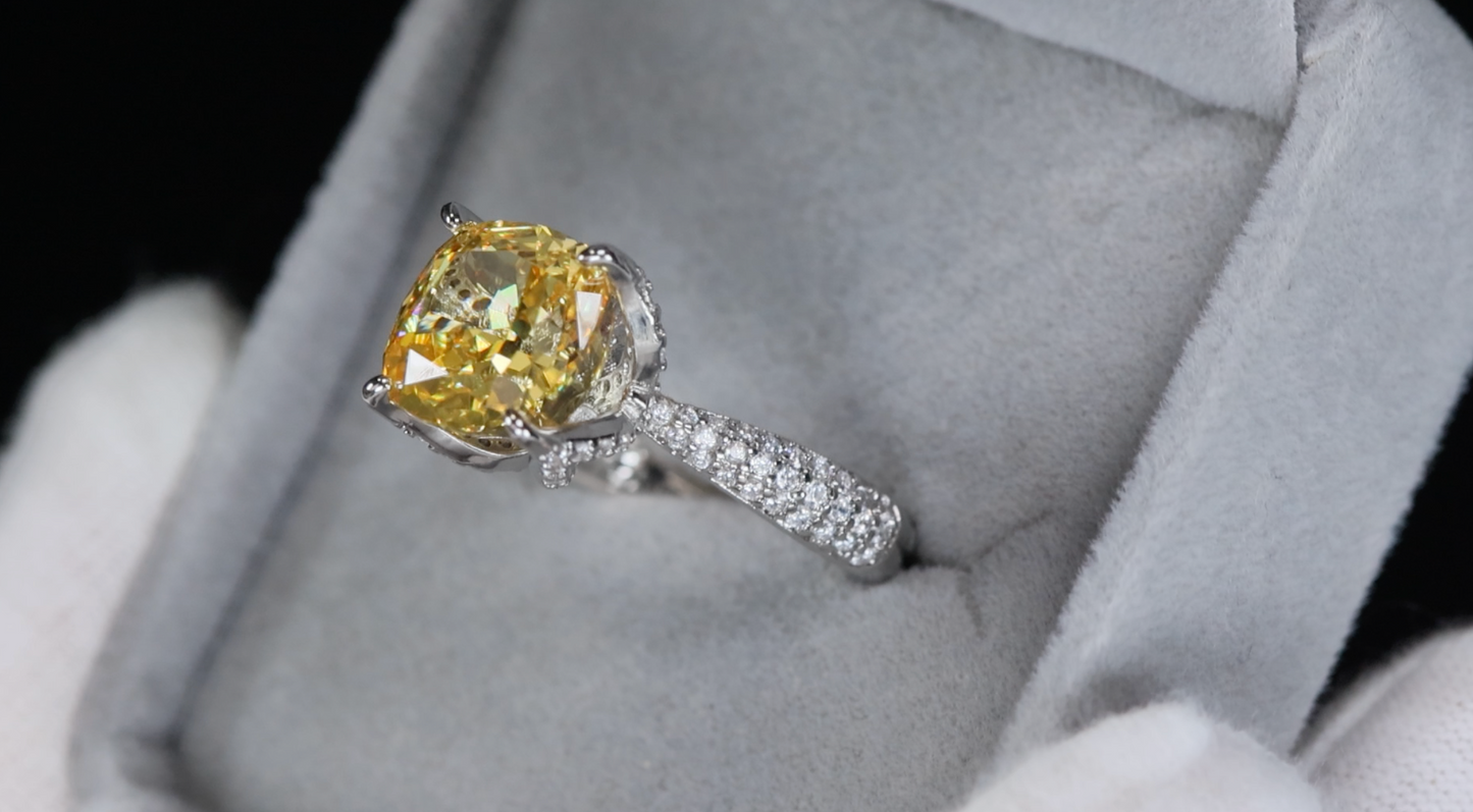 Womens Big Yellow Diamond Ring | Yellow Diamond Engagement Ring