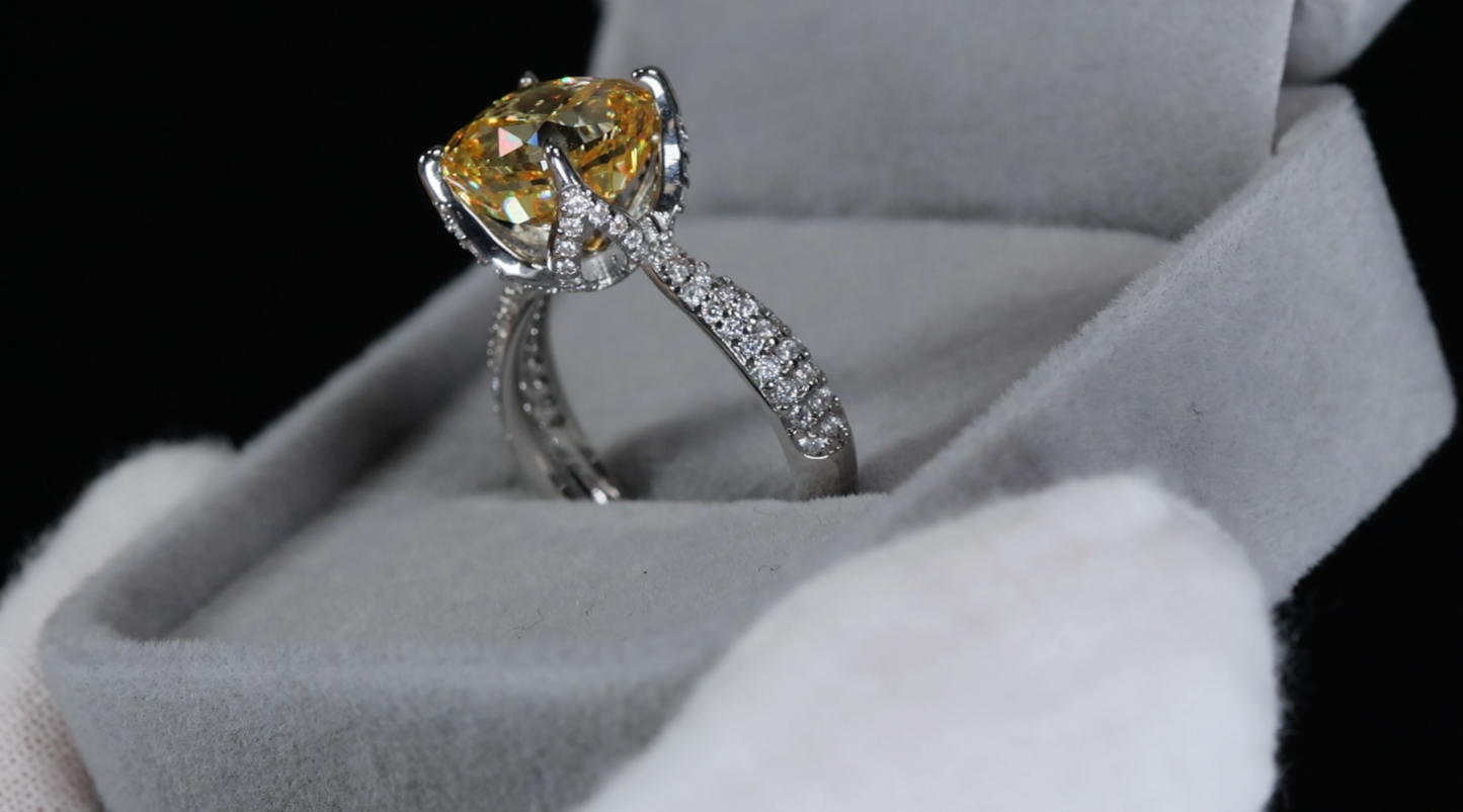 Womens Big Yellow Diamond Ring | Yellow Diamond Engagement Ring