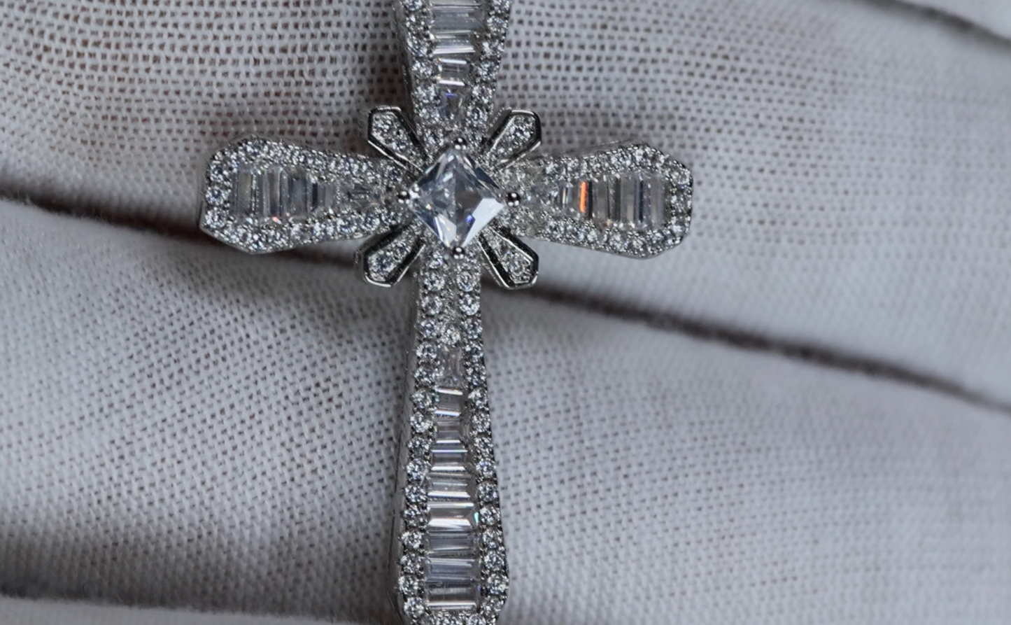 Baguette Cross Pendant | Cross Pendant and Necklace | Iced Out Cross Pendant