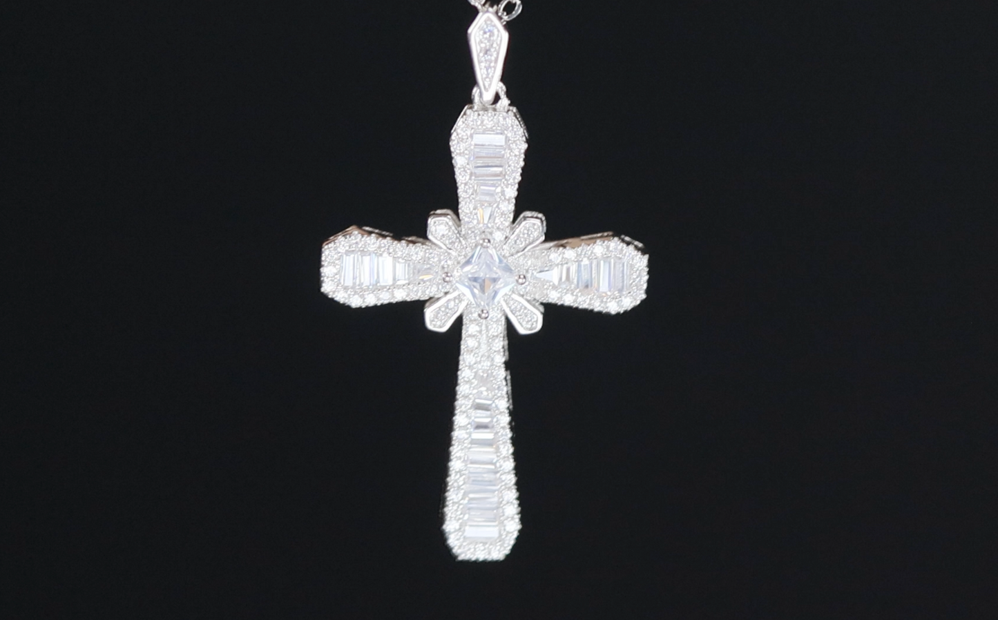 Baguette Cross Pendant | Cross Pendant and Necklace | Iced Out Cross Pendant