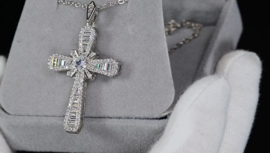 Baguette Cross Pendant | Cross Pendant and Necklace | Iced Out Cross Pendant