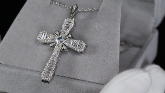 Baguette Cross Pendant | Cross Pendant and Necklace | Iced Out Cross Pendant