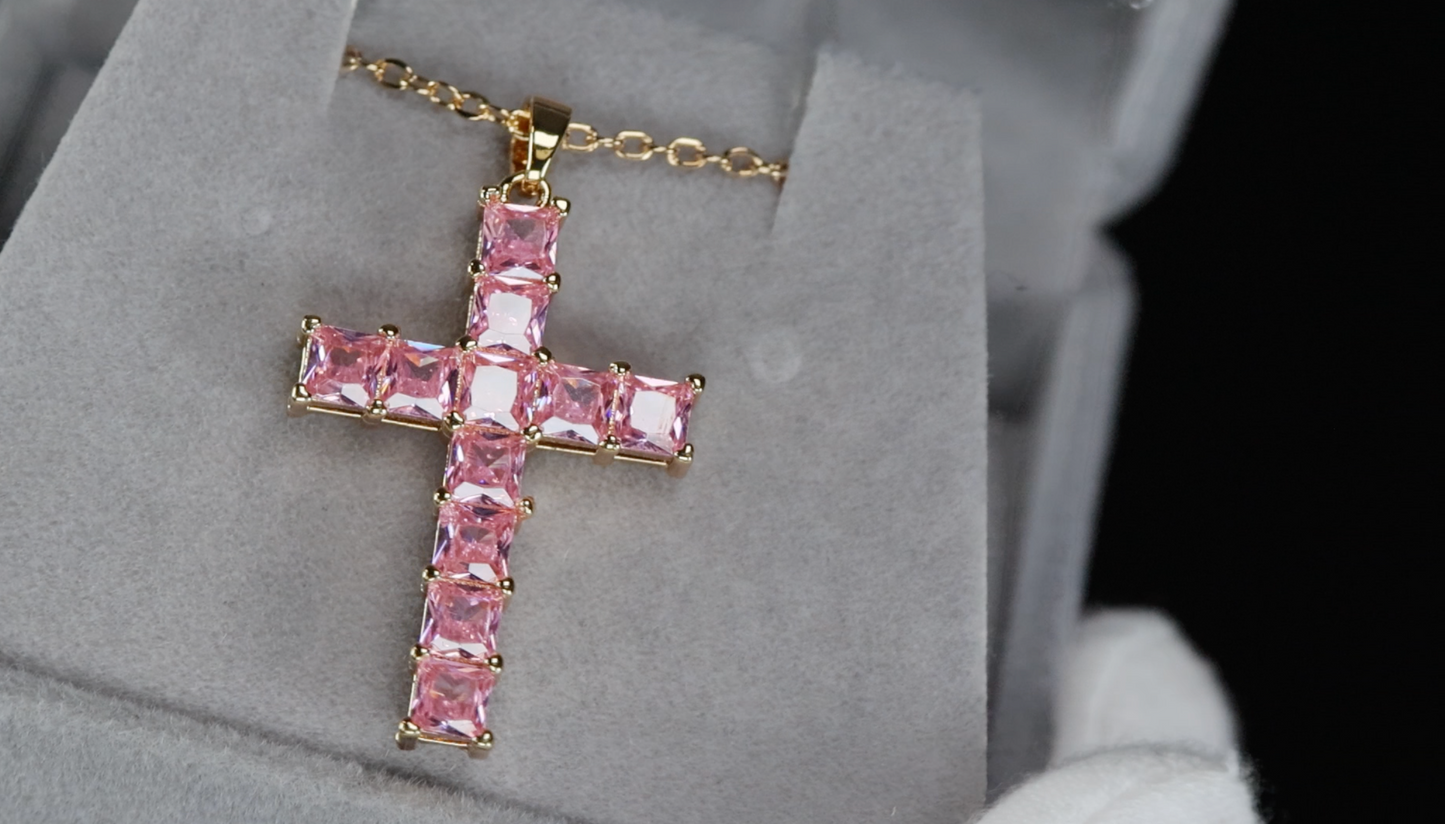 Pink Diamond Cross Pendant