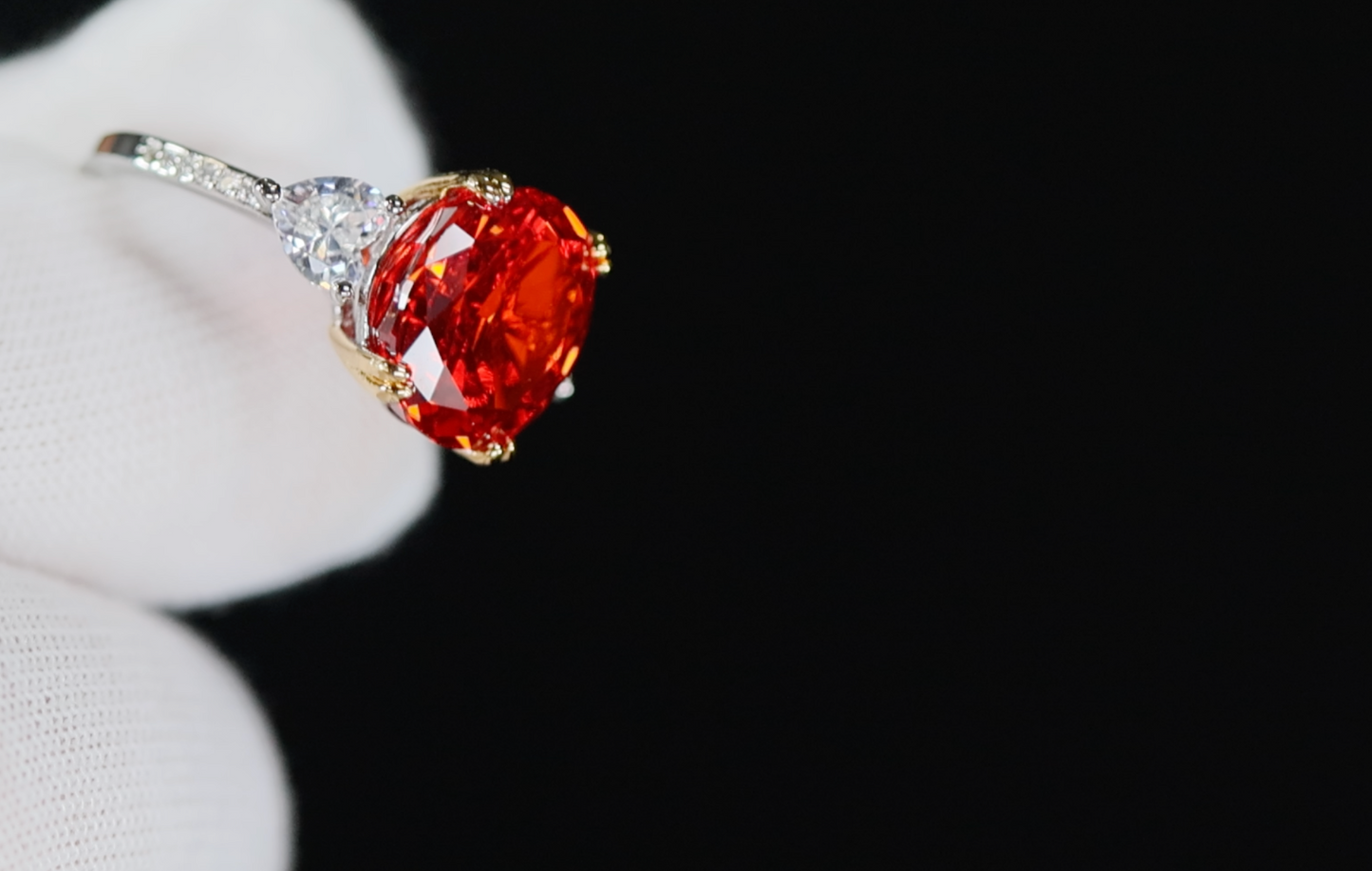 Red Oval Diamond Ring