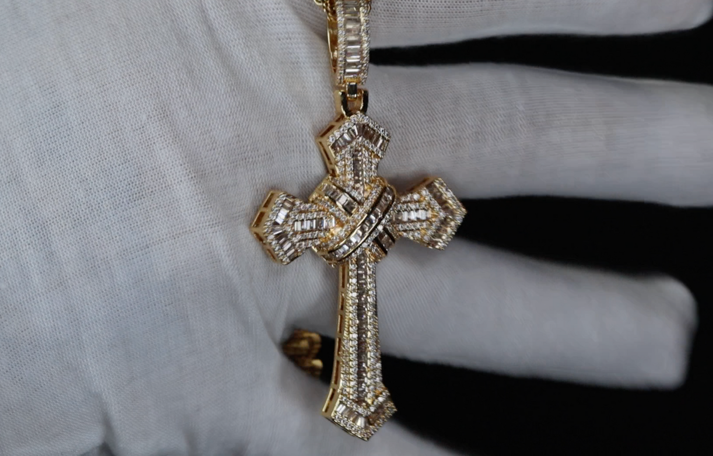 Gold Cross Pendant and Necklace | Cross Chain for Men | Iced Out Cross Pendant