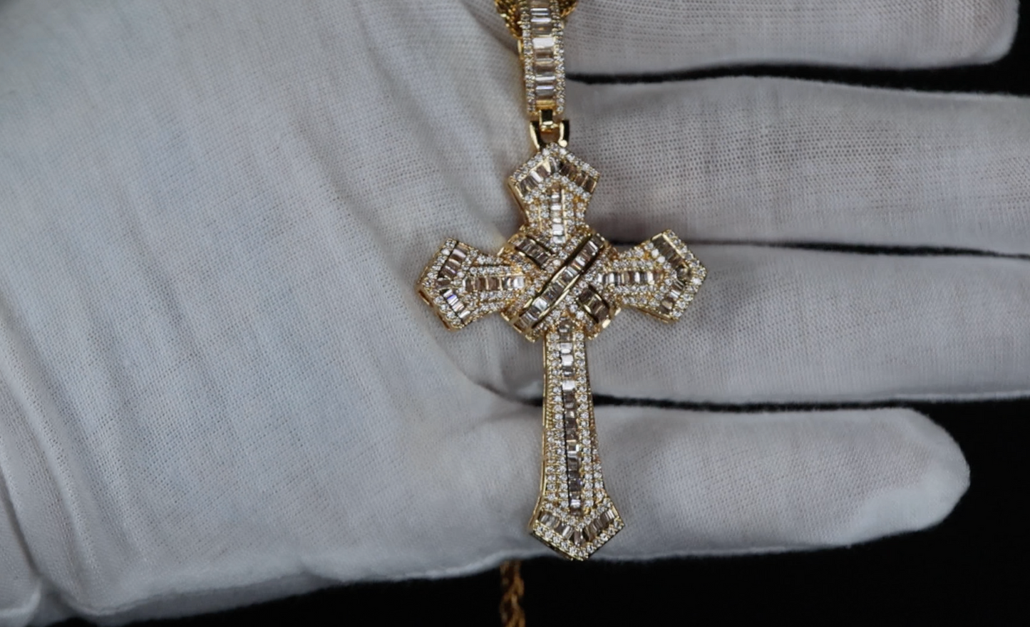 Gold Cross Pendant and Necklace | Cross Chain for Men | Iced Out Cross Pendant