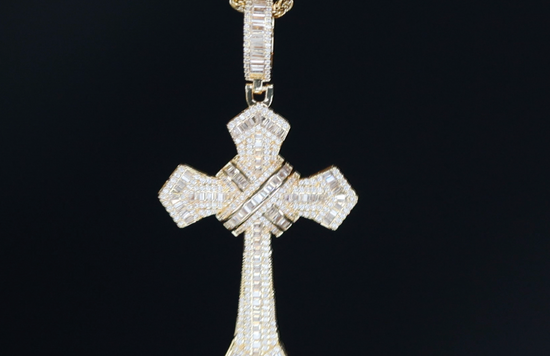 Gold Cross Pendant and Necklace | Cross Chain for Men | Iced Out Cross Pendant