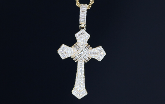 Gold Cross Pendant and Necklace | Cross Chain for Men | Iced Out Cross Pendant