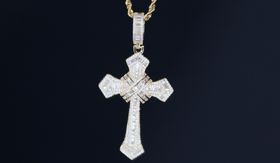 Gold Cross Pendant and Necklace | Cross Chain for Men | Iced Out Cross Pendant