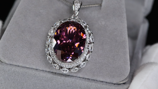 Purple Oval Diamond Pendant | Purple Diamond Pendant