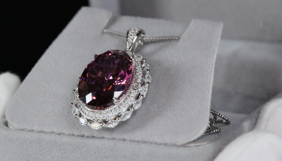 Purple Oval Diamond Pendant | Purple Diamond Pendant