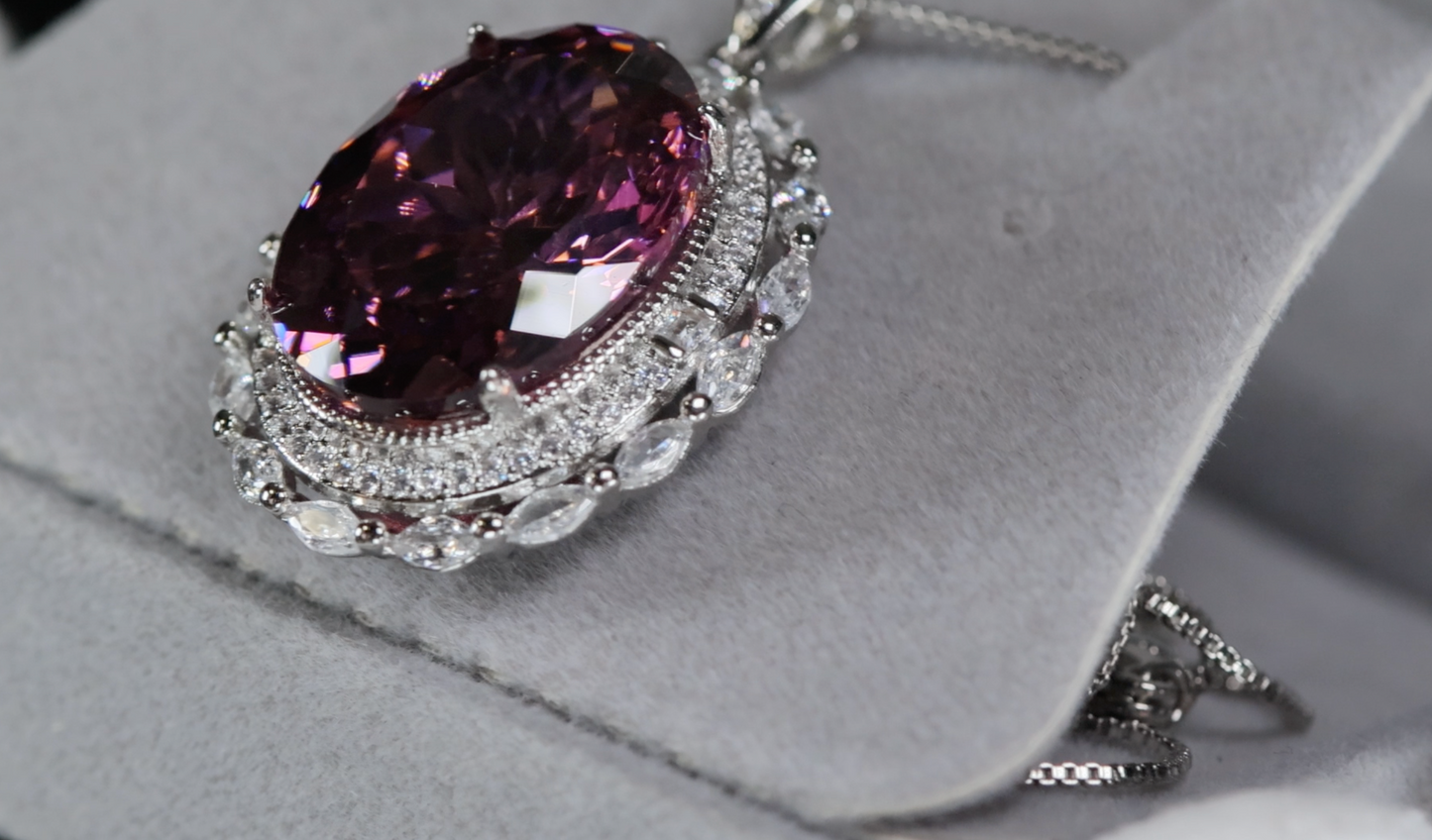 Purple Oval Diamond Pendant | Purple Diamond Pendant