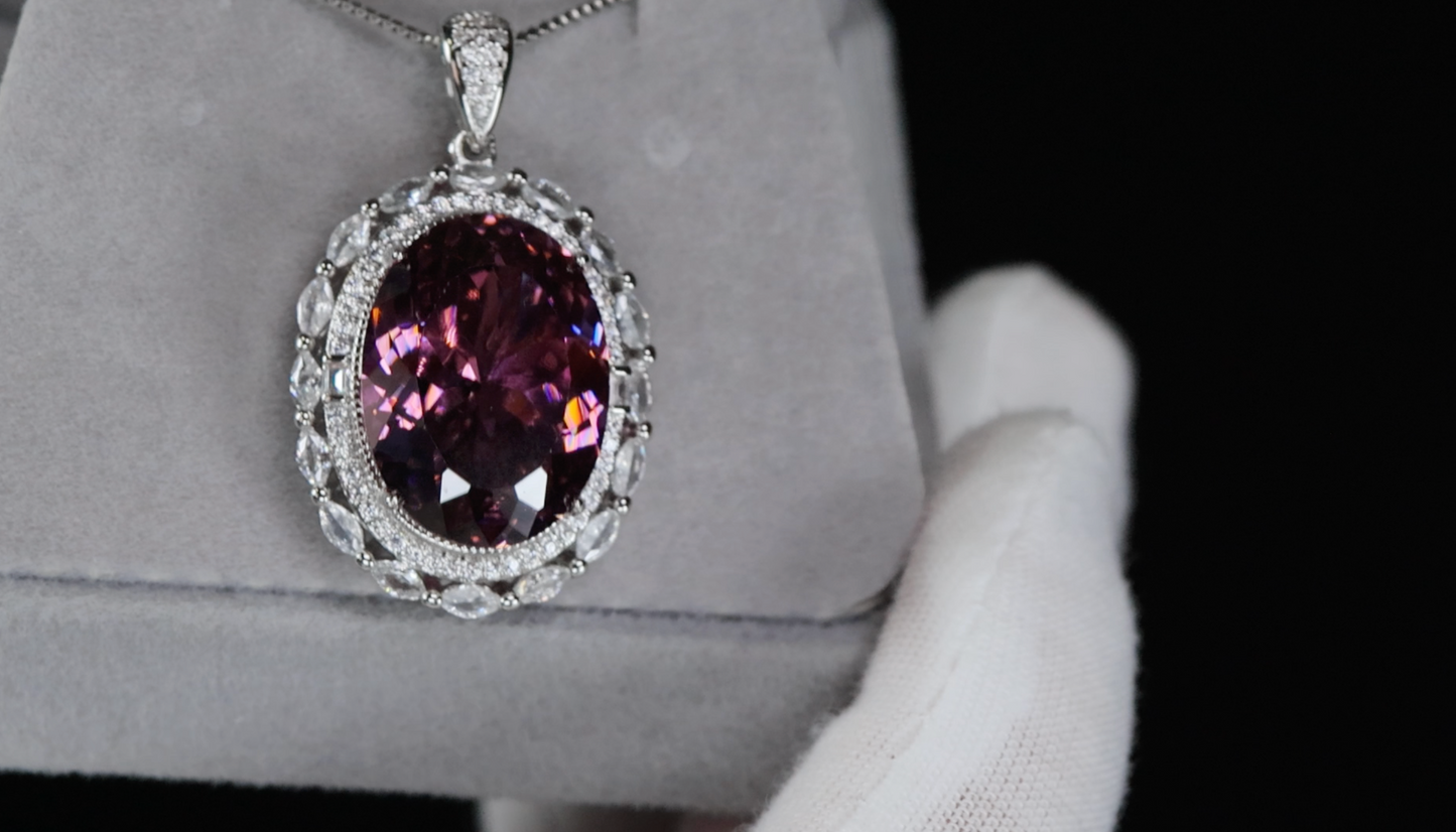 Purple Oval Diamond Pendant | Purple Diamond Pendant