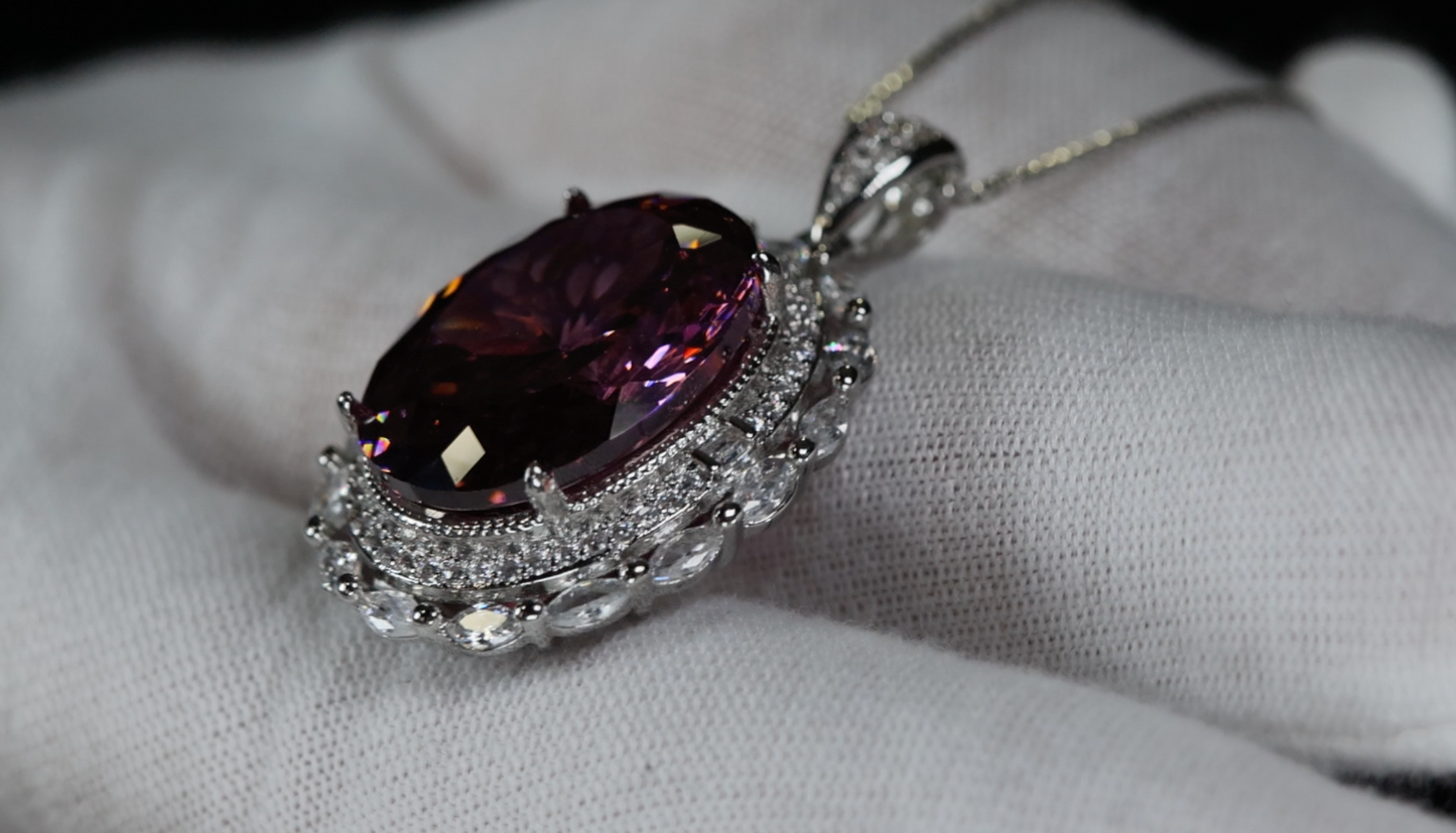 Purple Oval Diamond Pendant | Purple Diamond Pendant