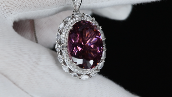 Purple Oval Diamond Pendant | Purple Diamond Pendant