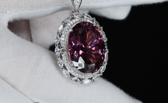 Purple Oval Diamond Pendant