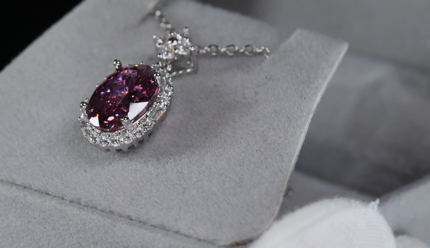 Purple Diamond Pendant | Purple Oval Diamond Pendant