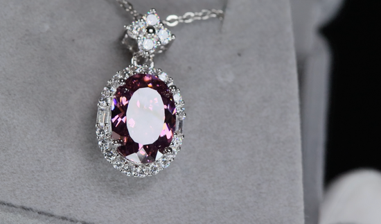 Purple Diamond Pendant | Purple Oval Diamond Pendant