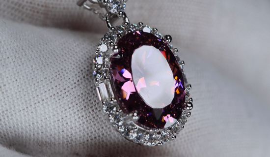 Purple Diamond Pendant | Purple Oval Diamond Pendant