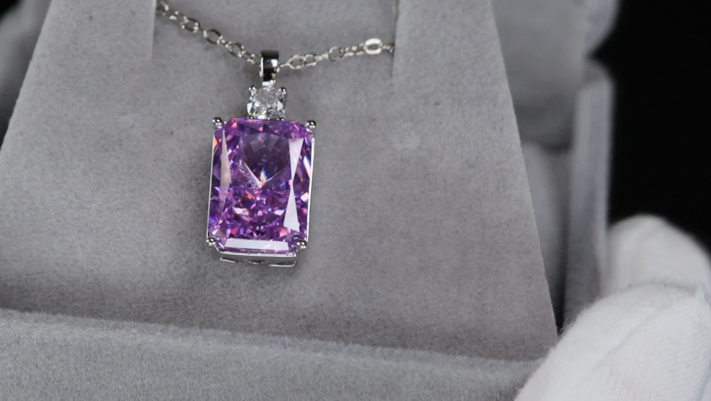 Purple Crushed Diamond Pendant | Purple Diamond Pendant