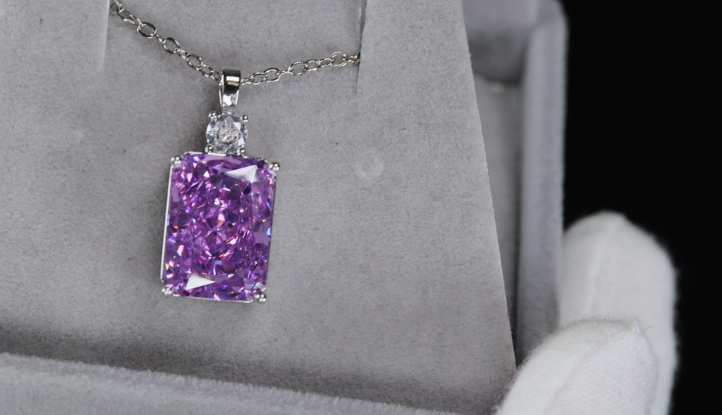 Purple Crushed Diamond Pendant | Purple Diamond Pendant