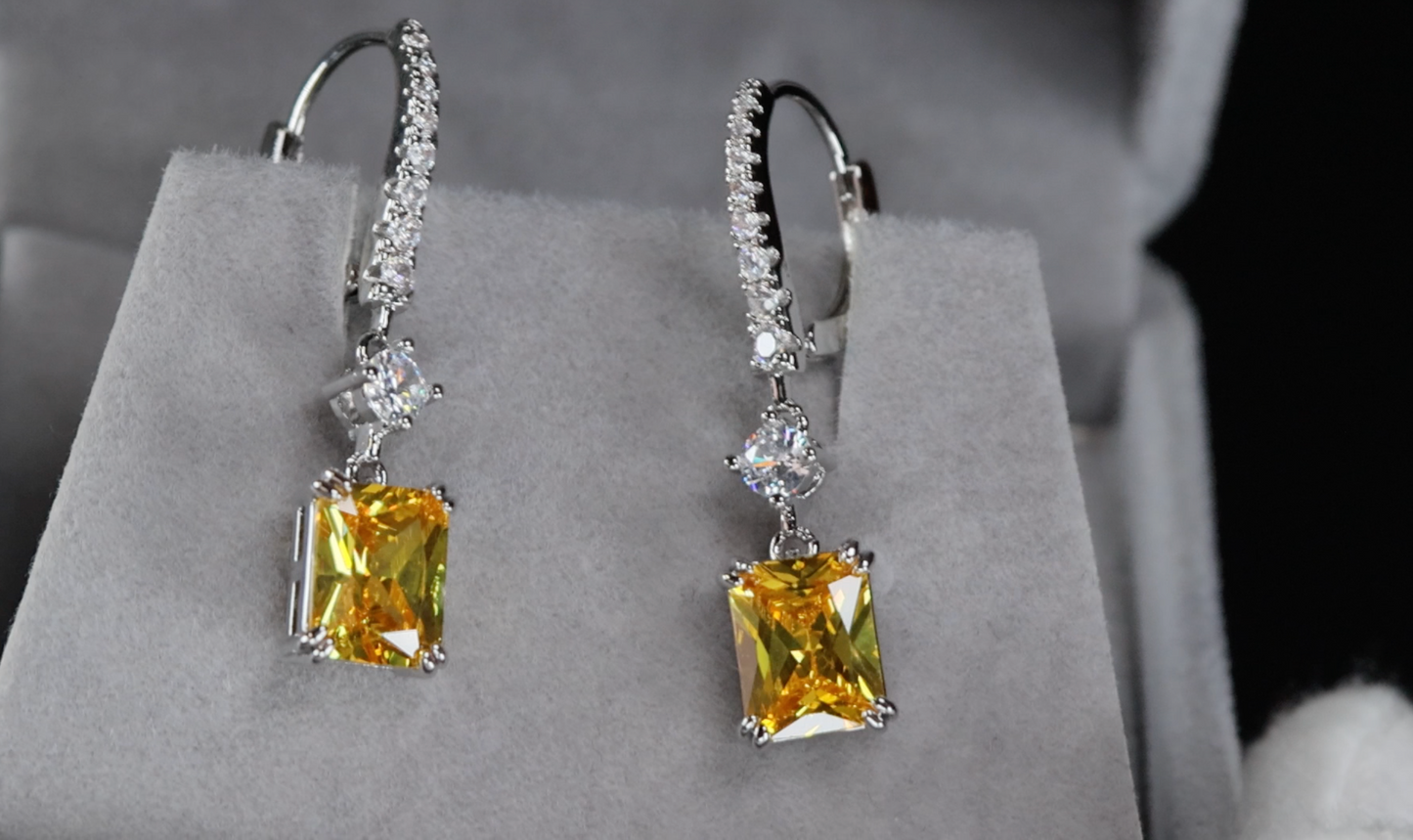 Yellow Diamond Hoop Earrings