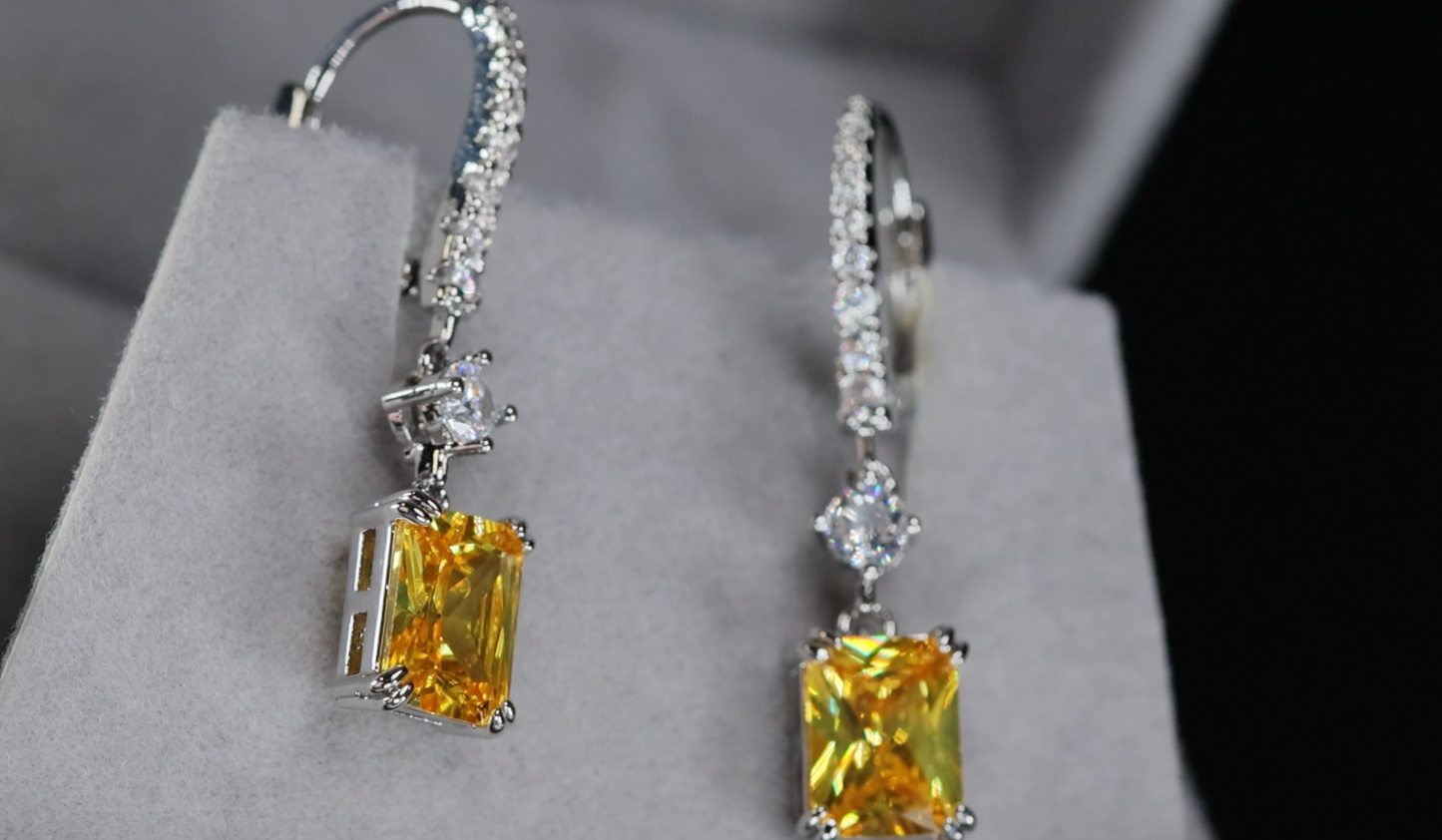 Yellow Diamond Hoop Earrings