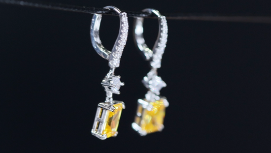 Yellow Diamond Earrings | Yellow Diamond Hoop Earrings