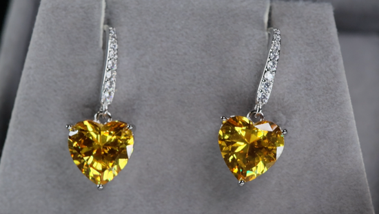 Yellow Diamond Heart Earrings