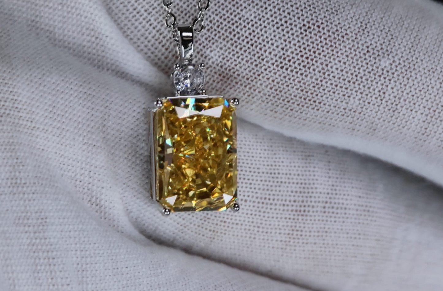 Yellow Crushed Diamond Pendant | Yellow Diamond Pendant