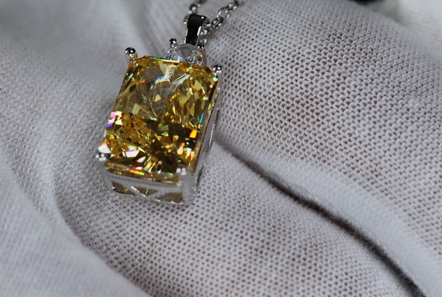 Yellow Crushed Diamond Pendant | Yellow Diamond Pendant