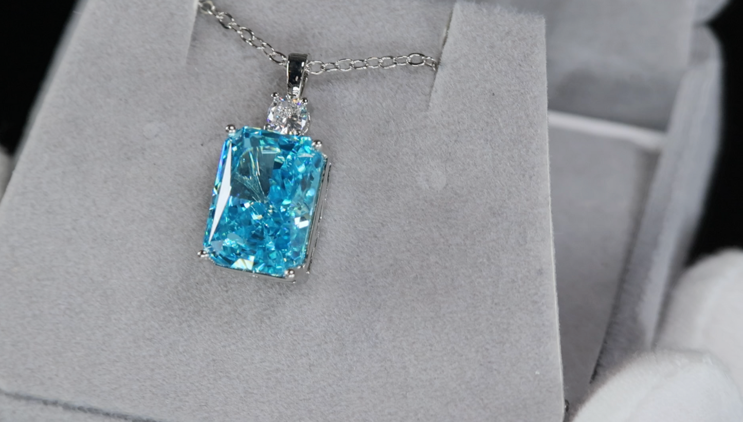 Blue Crushed Diamond Pendant | Blue Diamond Pendant