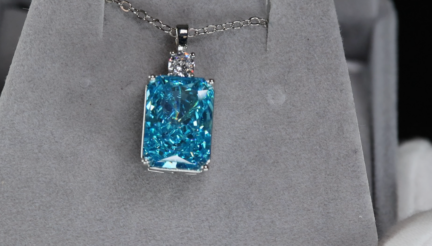 Blue Crushed Diamond Pendant | Blue Diamond Pendant